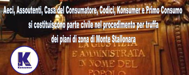 Rete consumatori Lazio parte civile nel processo sui piani di zona